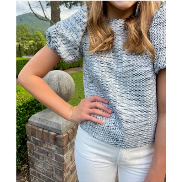 Brown Bowen‎ & Company Tillie Top 2.0- Nantucket Navy Tweed size 10 - Picture 3 of 7